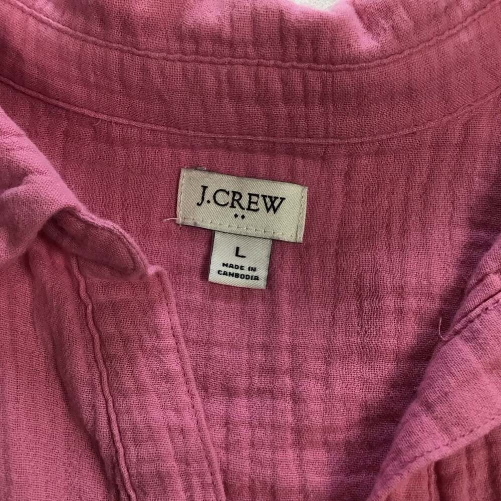 J.Crew Gauze Cotton Popover Dress Festive Pink Large Summer Beach - Picture 3 of 11